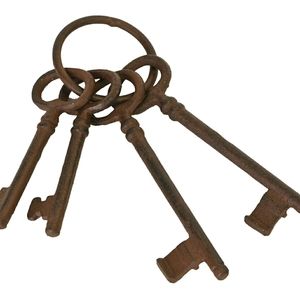 Cast Iron Skeleton Keys on Ring, Set of 2